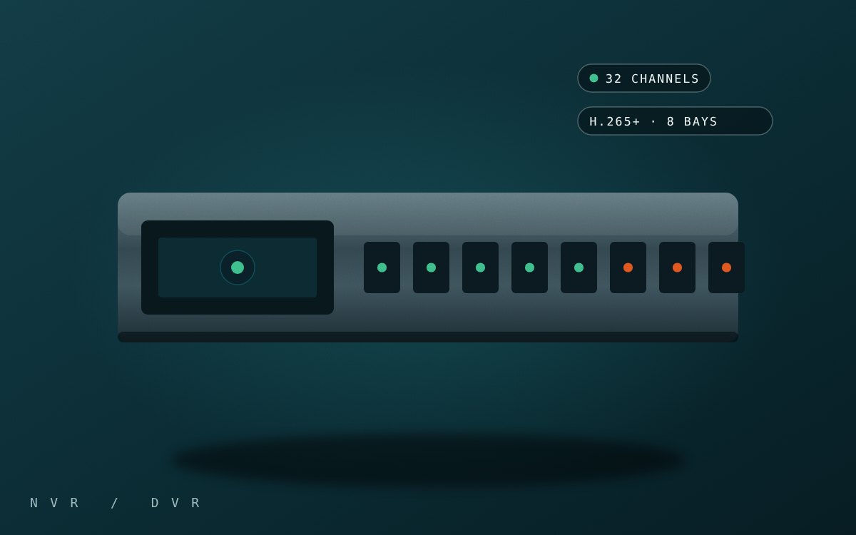 Rack-mount network video recorder front panel with drive bay indicators